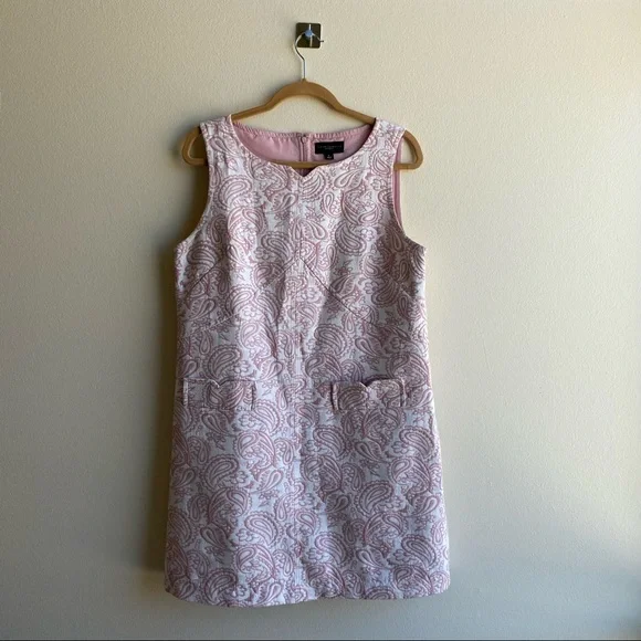 pink and white paisley dress 6 Paisley Pink & White Sundress square-neck Glossy Cotton Stretch Sleeveless
